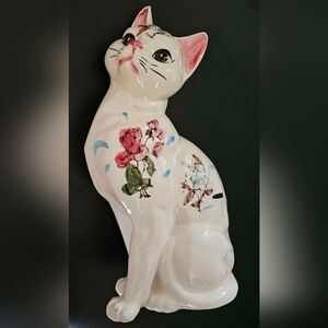 Rare Norleans Japan Porcelain Hand Painted Cat Figurine approx 12"